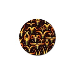 Stylised Horns Black Pattern Golf Ball Marker (4 Pack) by Pakrebo