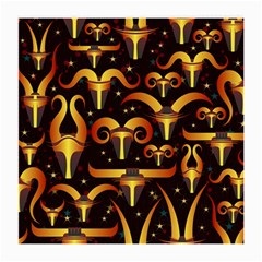 Stylised Horns Black Pattern Medium Glasses Cloth by Pakrebo