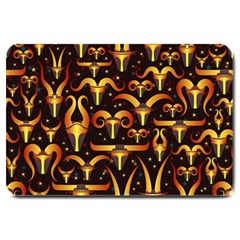 Stylised Horns Black Pattern Large Doormat  by Pakrebo