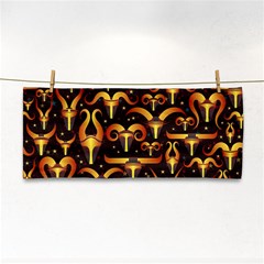 Stylised Horns Black Pattern Hand Towel by Pakrebo