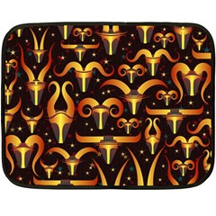 Stylised Horns Black Pattern Fleece Blanket (mini) by Pakrebo