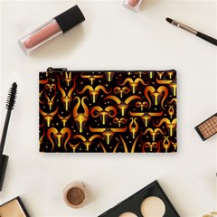 Stylised Horns Black Pattern Cosmetic Bag (small) by Pakrebo