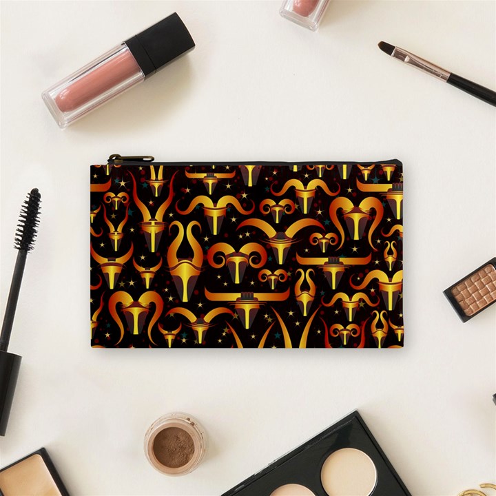 Stylised Horns Black Pattern Cosmetic Bag (Small)