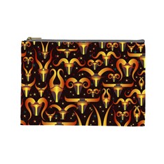 Stylised Horns Black Pattern Cosmetic Bag (large) by Pakrebo