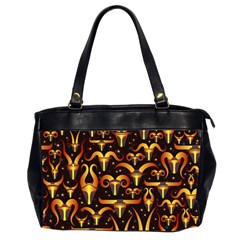 Stylised Horns Black Pattern Oversize Office Handbag (2 Sides) by Pakrebo