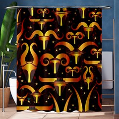 Stylised Horns Black Pattern Shower Curtain 60  X 72  (medium)  by Pakrebo