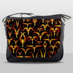 Stylised Horns Black Pattern Messenger Bag by Pakrebo