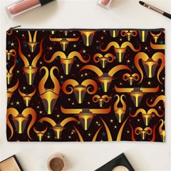 Stylised Horns Black Pattern Cosmetic Bag (xxxl) by Pakrebo