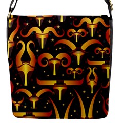 Stylised Horns Black Pattern Flap Closure Messenger Bag (s) by Pakrebo