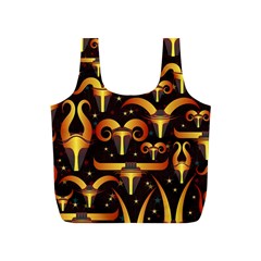 Stylised Horns Black Pattern Full Print Recycle Bag (s) by Pakrebo