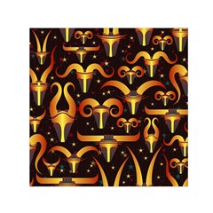 Stylised Horns Black Pattern Small Satin Scarf (square) by Pakrebo