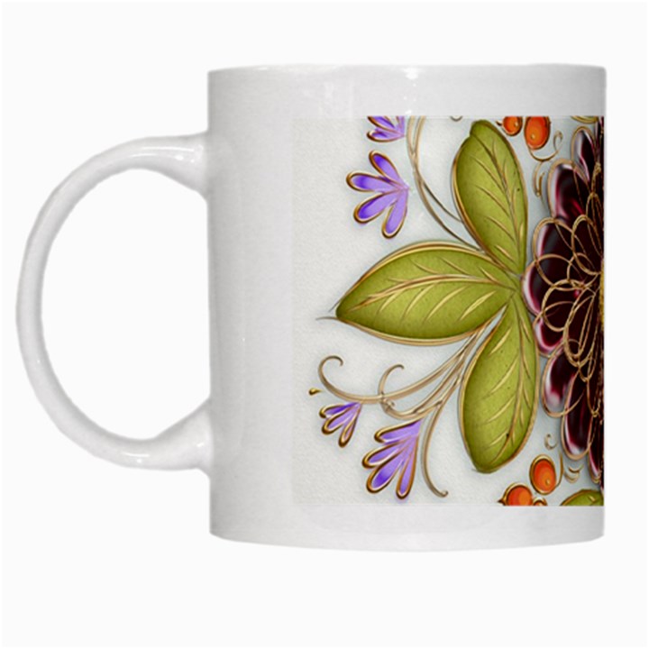 Flowers Decorative Flowers Pattern White Mugs