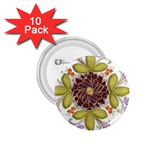 Flowers Decorative Flowers Pattern 1 75  Buttons (10 Pack) by Pakrebo