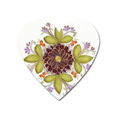 Flowers Decorative Flowers Pattern Heart Magnet by Pakrebo