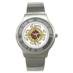 Flowers Decorative Flowers Pattern Stainless Steel Watch by Pakrebo