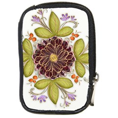 Flowers Decorative Flowers Pattern Compact Camera Leather Case by Pakrebo