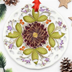 Flowers Decorative Flowers Pattern Ornament (round Filigree)