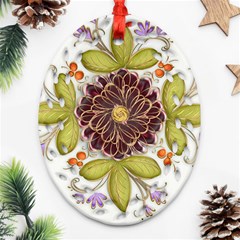 Flowers Decorative Flowers Pattern Ornament (oval Filigree) by Pakrebo