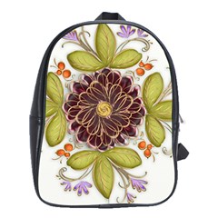 Flowers Decorative Flowers Pattern School Bag (xl) by Pakrebo