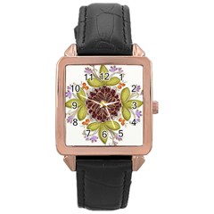 Flowers Decorative Flowers Pattern Rose Gold Leather Watch  by Pakrebo