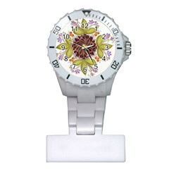 Flowers Decorative Flowers Pattern Plastic Nurses Watch by Pakrebo