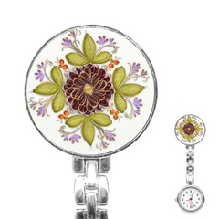 Flowers Decorative Flowers Pattern Stainless Steel Nurses Watch by Pakrebo