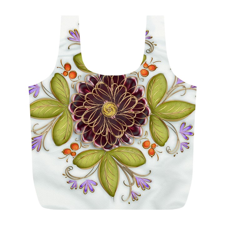 Flowers Decorative Flowers Pattern Full Print Recycle Bag (L)