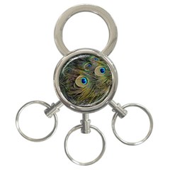 Peacock Tail Feathers Close Up 3-ring Key Chains by Pakrebo