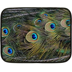 Peacock Tail Feathers Close Up Fleece Blanket (mini) by Pakrebo