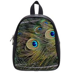 Peacock Tail Feathers Close Up School Bag (small) by Pakrebo