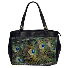 Peacock Tail Feathers Close Up Oversize Office Handbag (2 Sides) by Pakrebo