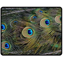 Peacock Tail Feathers Close Up Fleece Blanket (medium)  by Pakrebo