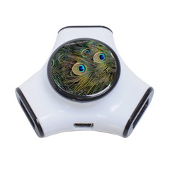 Peacock Tail Feathers Close Up 3-port Usb Hub by Pakrebo