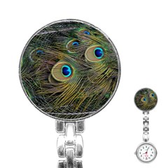 Peacock Tail Feathers Close Up Stainless Steel Nurses Watch by Pakrebo