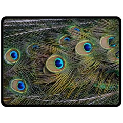 Peacock Tail Feathers Close Up Double Sided Fleece Blanket (large)  by Pakrebo