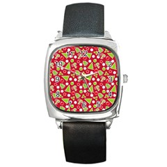 Christmas Paper Scrapbooking Pattern Square Metal Watch by Pakrebo