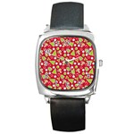 Christmas Paper Scrapbooking Pattern Square Metal Watch Front