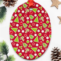 Christmas Paper Scrapbooking Pattern Oval Ornament (two Sides) by Pakrebo