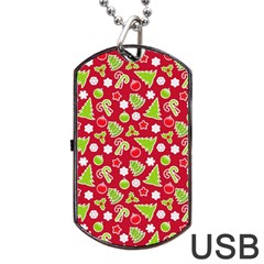 Christmas Paper Scrapbooking Pattern Dog Tag Usb Flash (two Sides) by Pakrebo