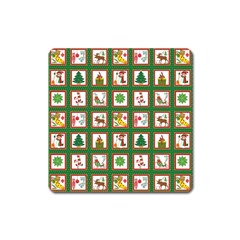 Christmas Paper Christmas Pattern Square Magnet by Pakrebo