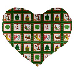 Christmas Paper Christmas Pattern Large 19  Premium Flano Heart Shape Cushions by Pakrebo