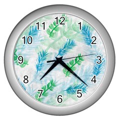 Pattern Feather Fir Colorful Color Wall Clock (silver)