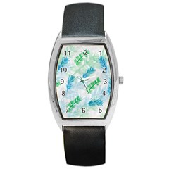 Pattern Feather Fir Colorful Color Barrel Style Metal Watch by Pakrebo