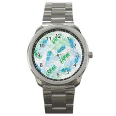 Pattern Feather Fir Colorful Color Sport Metal Watch by Pakrebo