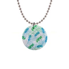 Pattern Feather Fir Colorful Color 1  Button Necklace