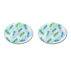 Pattern Feather Fir Colorful Color Cufflinks (oval)