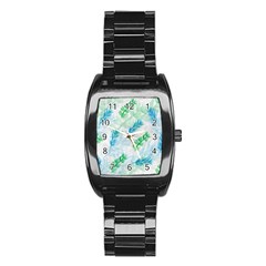 Pattern Feather Fir Colorful Color Stainless Steel Barrel Watch by Pakrebo