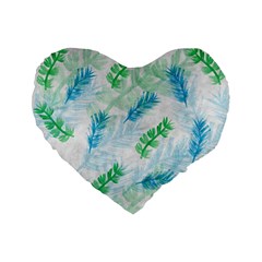 Pattern Feather Fir Colorful Color Standard 16  Premium Flano Heart Shape Cushions by Pakrebo