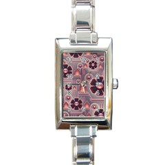 Background Floral Flower Stylised Rectangle Italian Charm Watch by Pakrebo