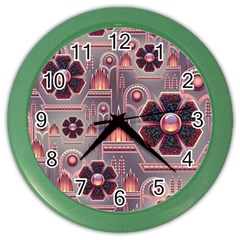 Background Floral Flower Stylised Color Wall Clock by Pakrebo